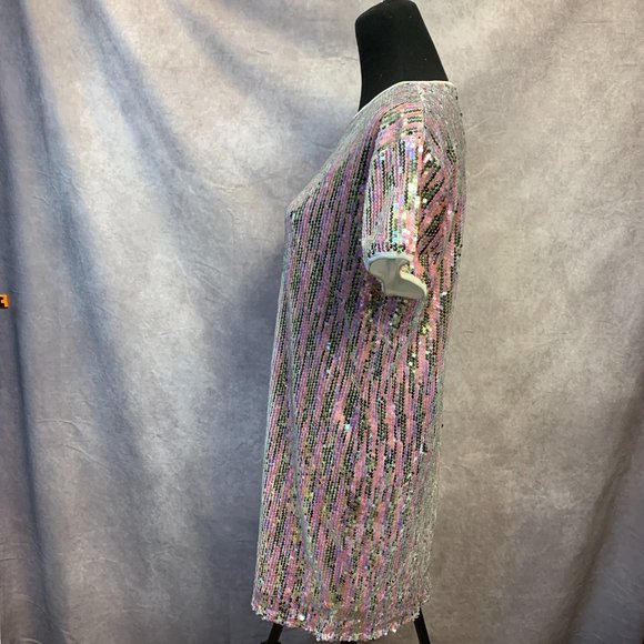 Just Quella Sequined Mesh T-Shirt Dress - Picture 8 of 10